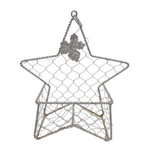 Vintage Hanging Star Wire Basket Maple Leaf Hanging Letter Mail Storage Silver